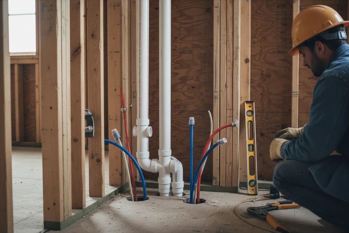 Drain and supply rough-in during Leak Detection in Savage