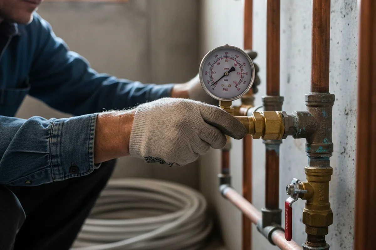 Pressure testing a repaired line during Water Line Repair in Savage